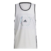 Men's adidas Logo Alphabet Printing Round Neck Sleeveless White Vest HD0957