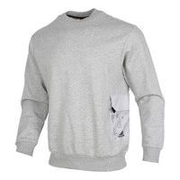 adidas M Pocket Crew Side Round Neck Solid Color Sports Pullover Gray FR7182