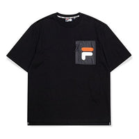 Men's FILA FUSION Printing Loose Short Sleeve Black T-Shirt T11M033101F-BK
