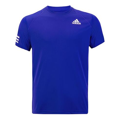 adidas Logo Printing Mesh Splicing Breathable Sports Short Sleeve Blue H34690
