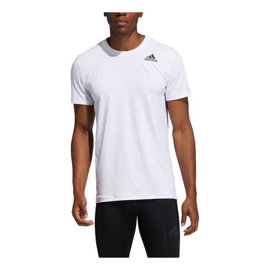 Men's adidas Logo Printing Solid Color Round Neck Short Sleeve White T-Shirt GL9890