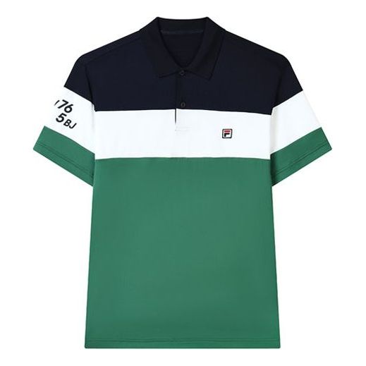 FILA Athletics Embroidery Logo Color Contrast Short Sleeve Polo Blue A11M133159F-NV