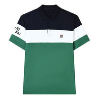 FILA Athletics Embroidery Logo Color Contrast Short Sleeve Polo Blue A11M133159F-NV
