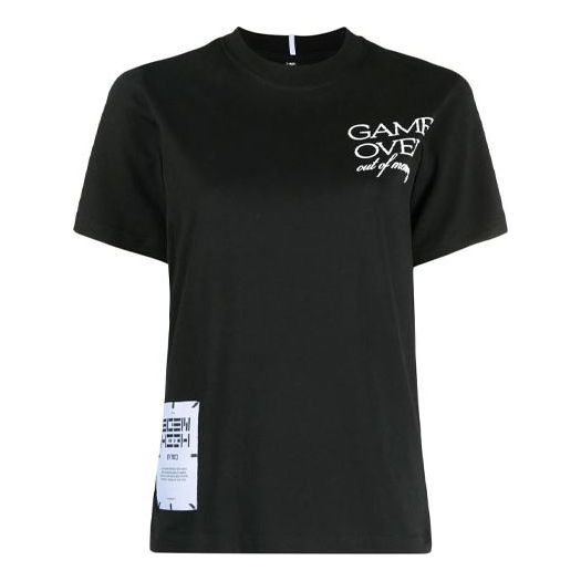McQ Alexander McQueen SS21 Slogan Printing Round Neck Short Sleeve Black 624665-RQJ74-1000