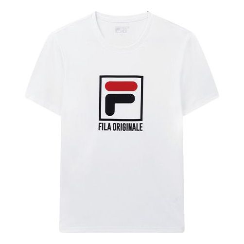 FILA Alphabet Logo Printing Cotton Sports Short Sleeve White F51M018106F-WT