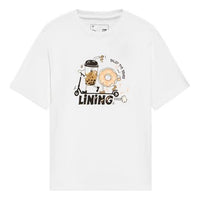 Li-Ning Sports Fashion Series Cartoon Logo Printing Sports Round Neck Short Sleeve White T-Shirt AHSS716-1