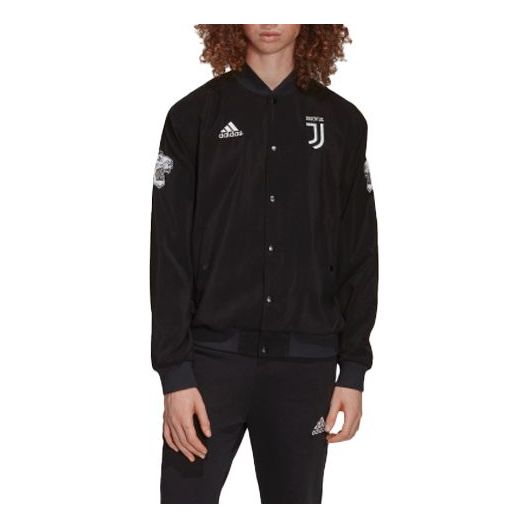 adidas Juventus CNY White Embroidered aviator Jacket Black FQ6606