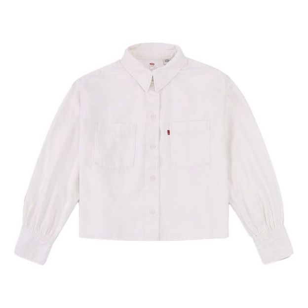 Levis lapel Short Casual Denim Shirt White 29431-0004