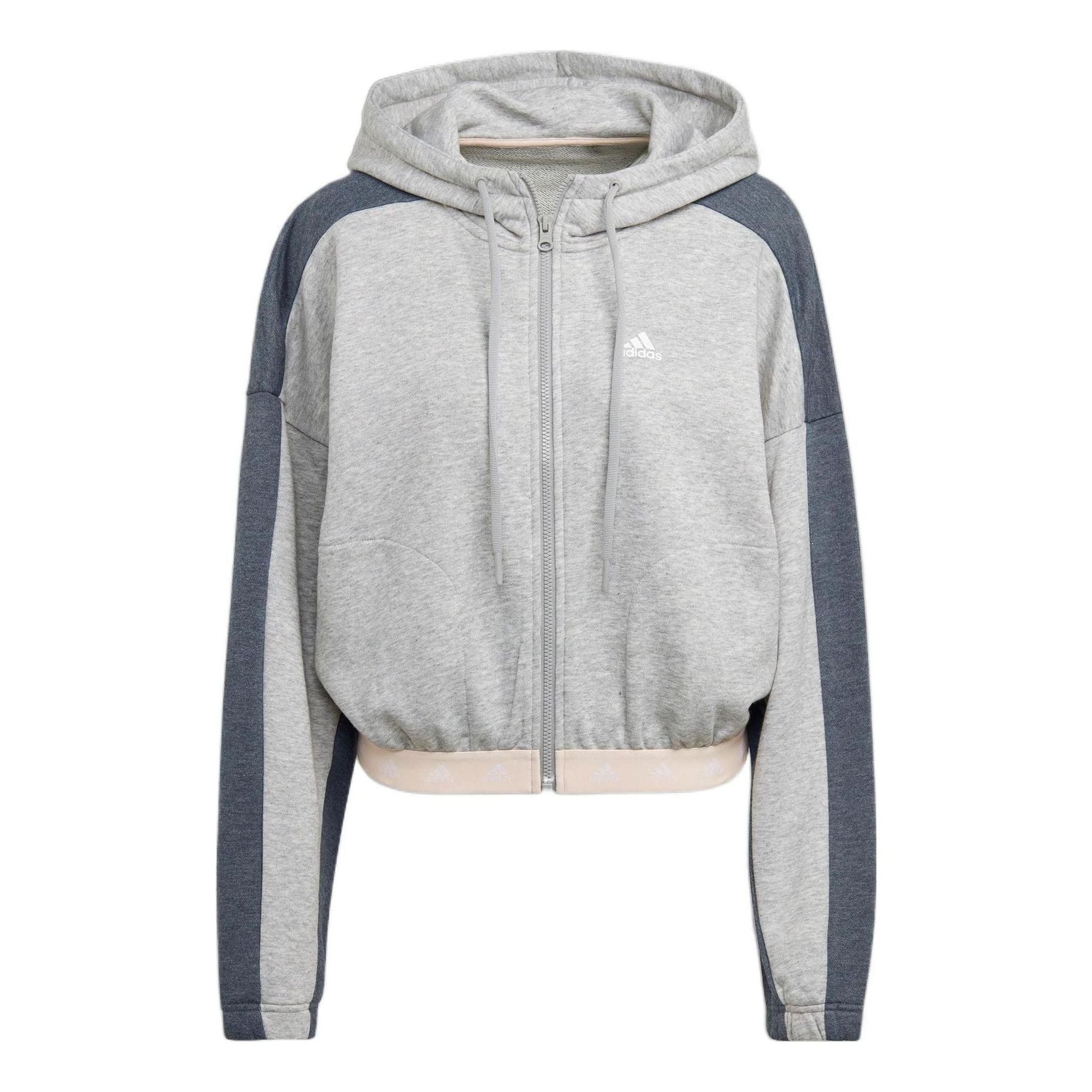 (WMNS) adidas Hyperglam French Terry Hooded Jacket Asia Sizing 'Grey' HZ9668