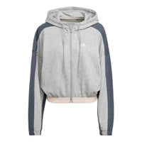 (WMNS) adidas Hyperglam French Terry Hooded Jacket Asia Sizing 'Grey' HZ9668