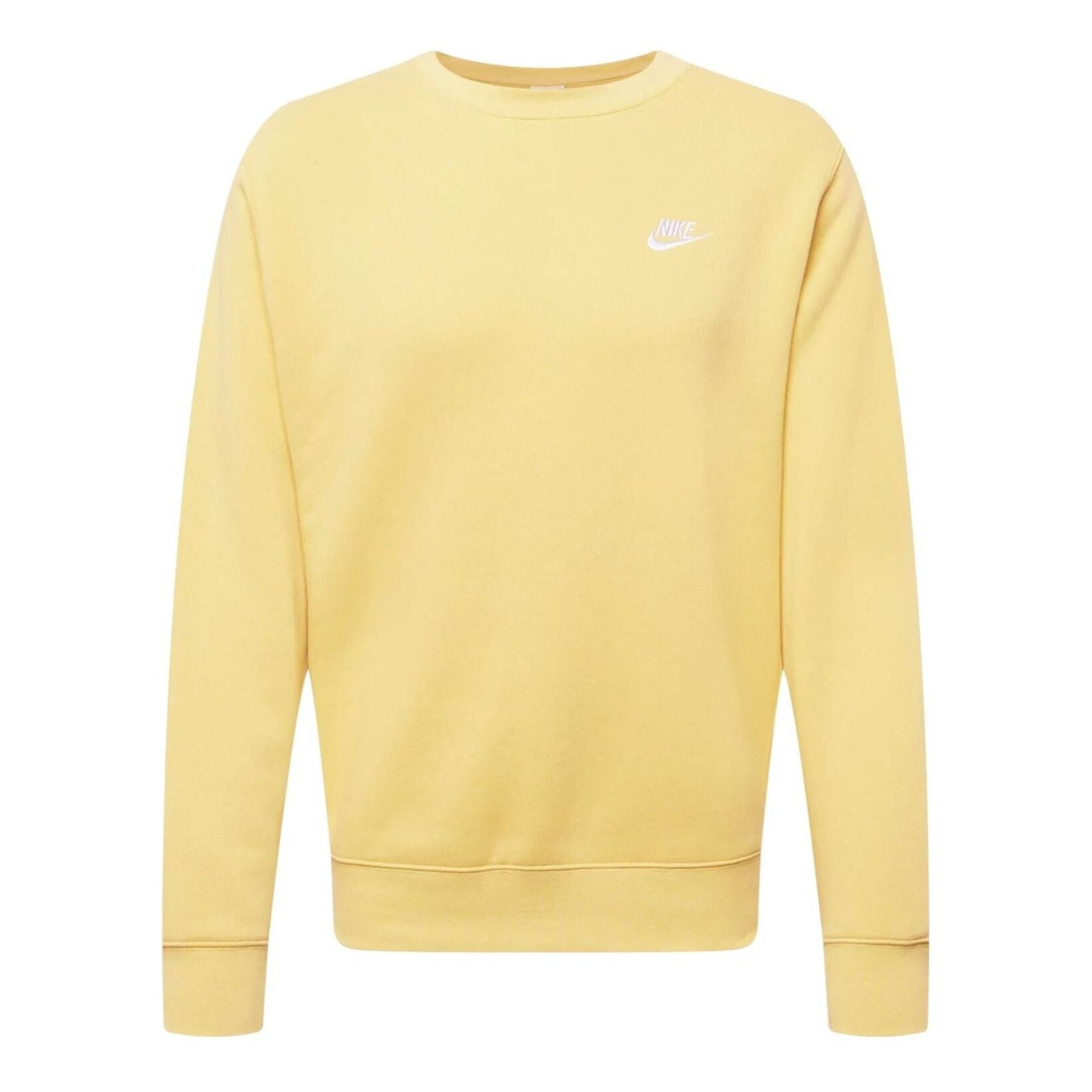 Nike Sportswear Club Solid Color Logo Embroidered Round Neck Long Sleeves Yellow BV2662-700