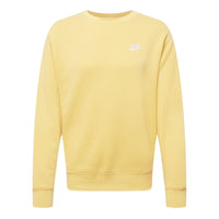 Nike Sportswear Club Solid Color Logo Embroidered Round Neck Long Sleeves Yellow BV2662-700