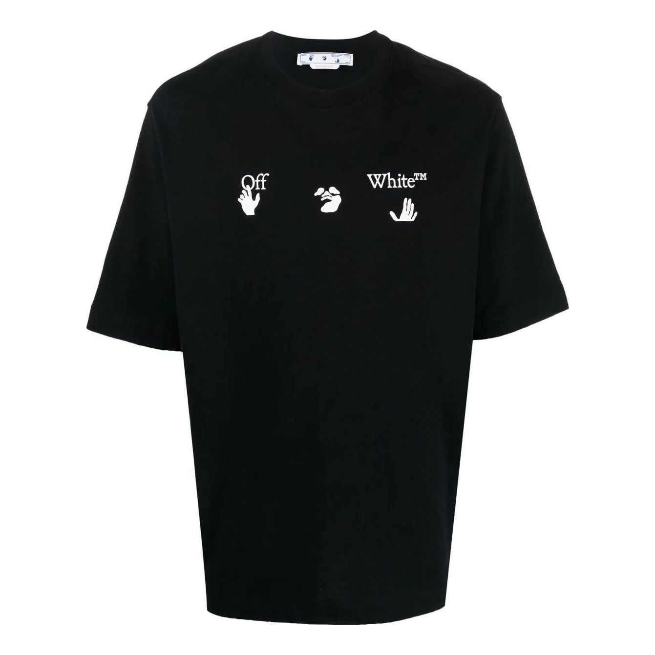 Men's Off-White FW22 Logo Printing Round Neck Short Sleeve Black T-Shirt OMAA119C99JER0031001
