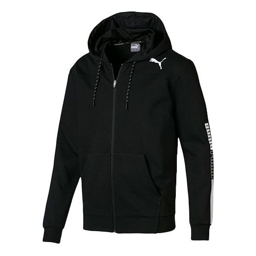 PUMA Colorblock logologo Printing hooded Zipper Jacket Black 844170-01
