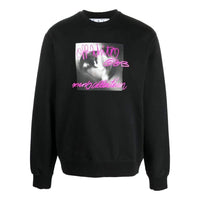 Men's Off-White FW22 Alphabet Logo Pattern Printing Round Neck Pullover Long Sleeves Black OMBA057F22FLE0091068