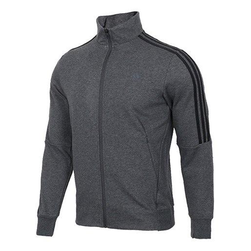 adidas Stripe Printing Knit Sports Jacket Gray DW4599