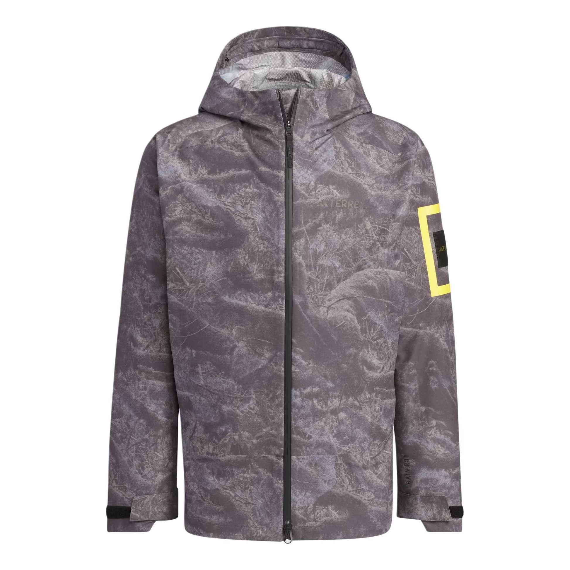 adidas x National Geographic Allover Print RAIN. RDY Jacket Asia Sizing 'Silver Violet' IS9512