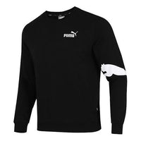 PUMA Basic Logo Crew Logo Printing Sports Round Neck Pullover Black 534623-01