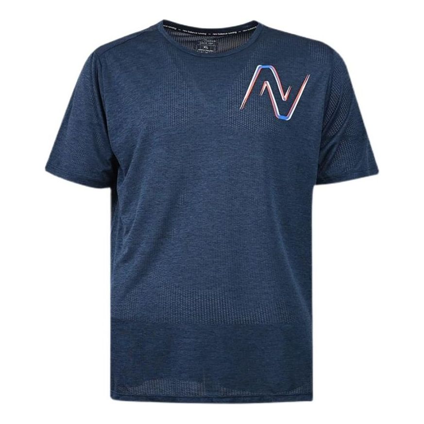 New Balance Impact Graphic Run Short Sleeve T-Shirt Asia Sizing 'Navy' AMT21277-ECR