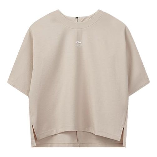 (WMNS) FILA Half Zipper Asymmetric Short Sleeve Khaki F11W038132F-LK