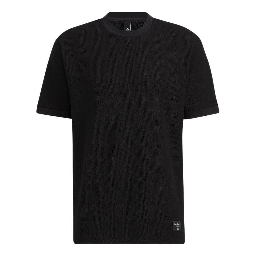 Men's adidas Solid Color Casual Round Neck Pullover Short Sleeve Japanese Version Black T-Shirt HD0014