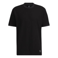 Men's adidas Solid Color Casual Round Neck Pullover Short Sleeve Japanese Version Black T-Shirt HD0014