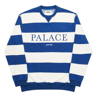 PALACE Stripe Alphabet Round Neck Long Sleeves Unisex Blue P19CS033