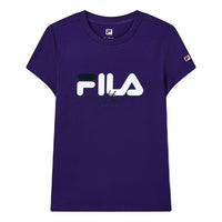 (WMNS) FILA Athletics Logo Printing Sports Round Neck Short Sleeve Purple A11W133103F-VT