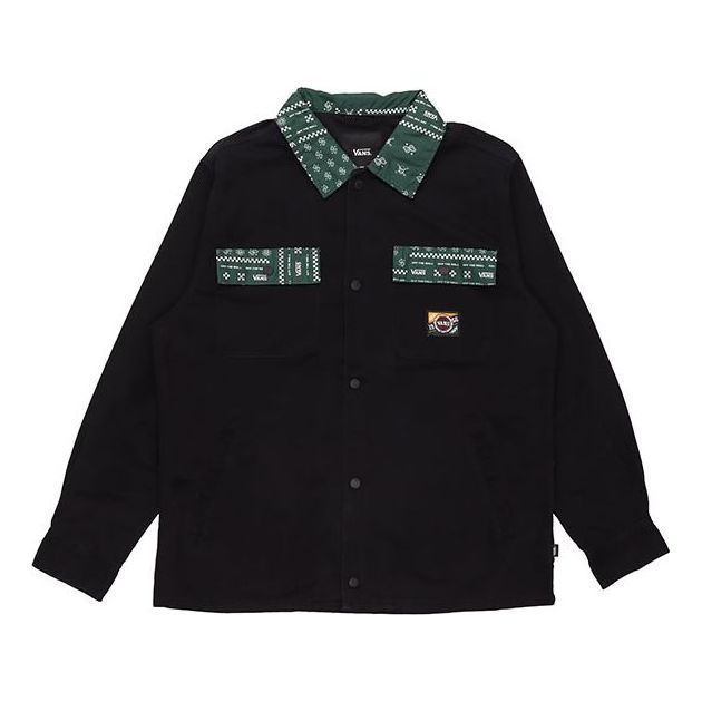 Men's Vans logo Casual lapel Shirt Jacket Black VN0A5F77BLK