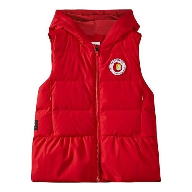 (GS) Skechers Letter Printed Hooded Down Vest 'Red' L422G073