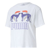 (WMNS) PUMA Art Series Tee Pattern Printing Short Sleeve White 596234-02
