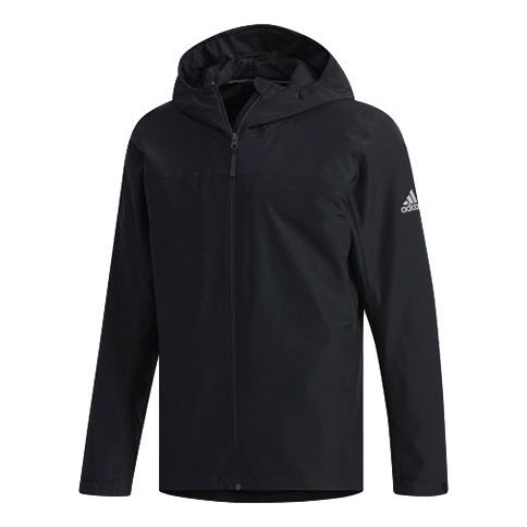 adidas Wandertag Sol J Solid Color Zipper waterproof Hooded Jacket Black FI6646