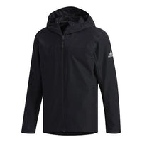 adidas Wandertag Sol J Solid Color Zipper waterproof Hooded Jacket Black FI6646