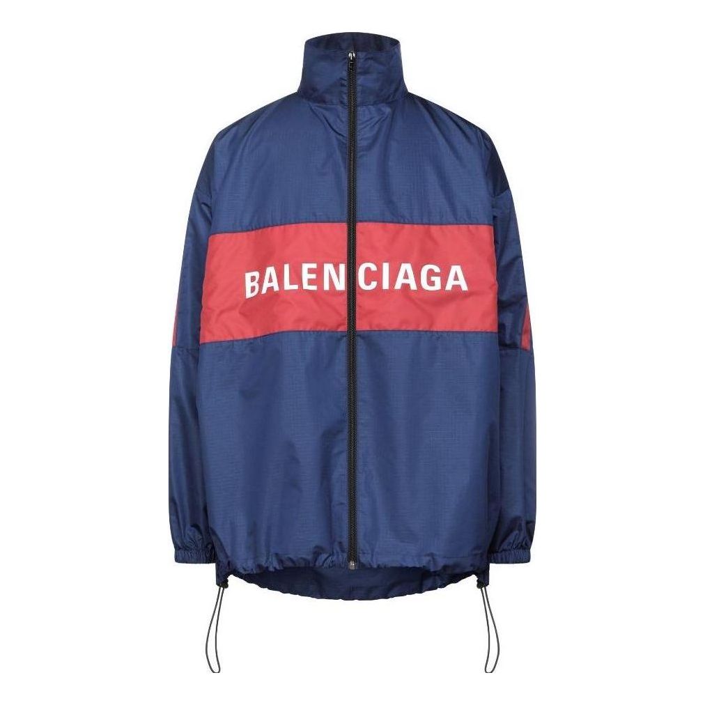 Balenciaga Logo Zip Up Jacket 'Blue Red' 561466TYD338065
