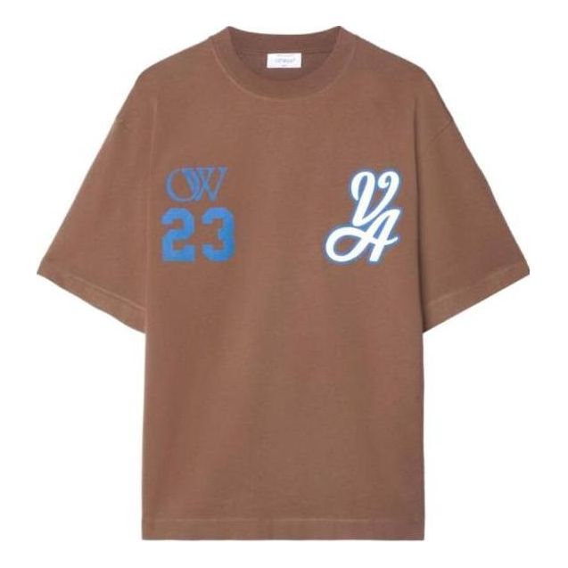 Off-White 23 Varsity Skate Cotton T-Shirt 'Brown White' OMAA120S24JER0112846