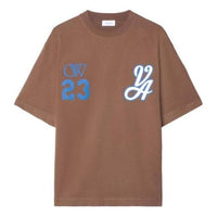 Off-White 23 Varsity Skate Cotton T-Shirt 'Brown White' OMAA120S24JER0112846