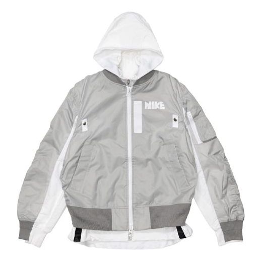 (WMNS) Nike x sacai Layered Bomber Jacket 'Grey Fog' CV5686-097