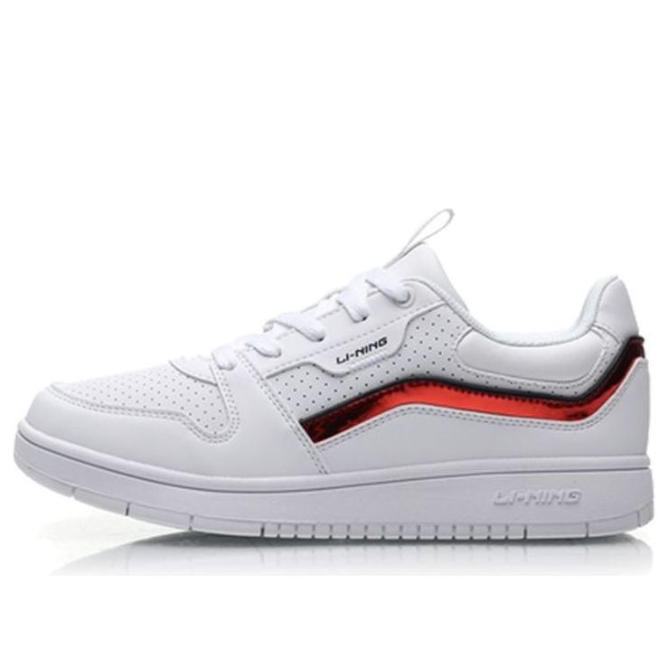 (WMNS) Li-Ning Classic Skateboarding Low 'White Red' AGCP252-3