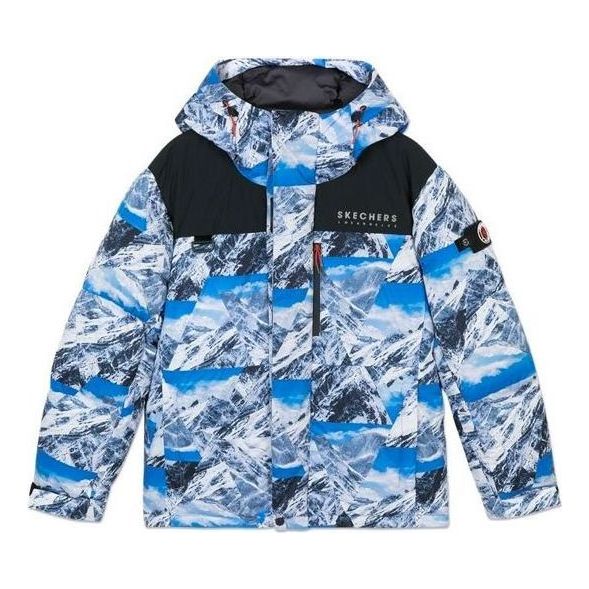 Skechers Hooded Down Jacket 'Blue White Black' L420M047