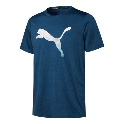 PUMA Running Training Gym Casual Sports Round Neck Short Sleeve Blue 520139-65