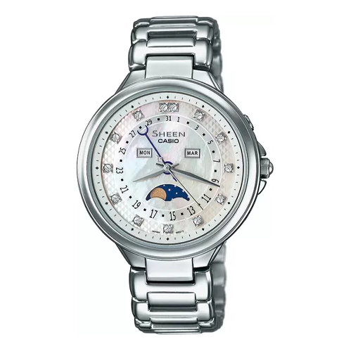 CASIO Sheen Series Stainless Steel Case Silver Dial 50m Waterproof Quartz Movement Watch Analog SHE-3044D-7A