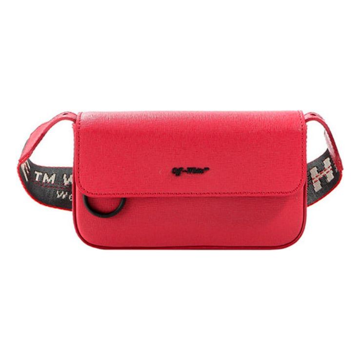Off-White logo Shoulder Strap Leather Red Messenger Bag OMNA032E194230022000