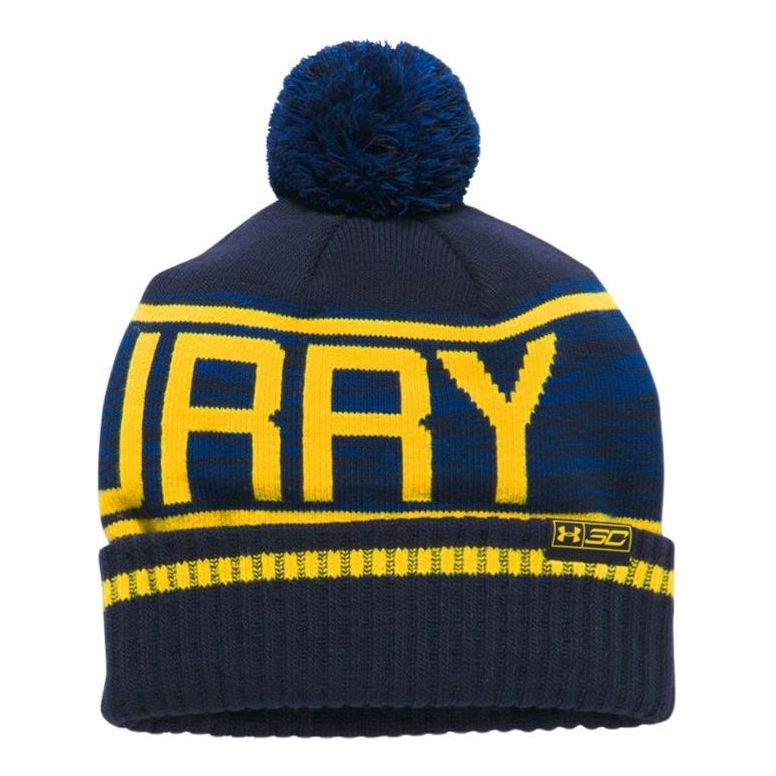 (GS) Under Armour SC30 Pom Beanie 'Blue Yellow' 1286140-400