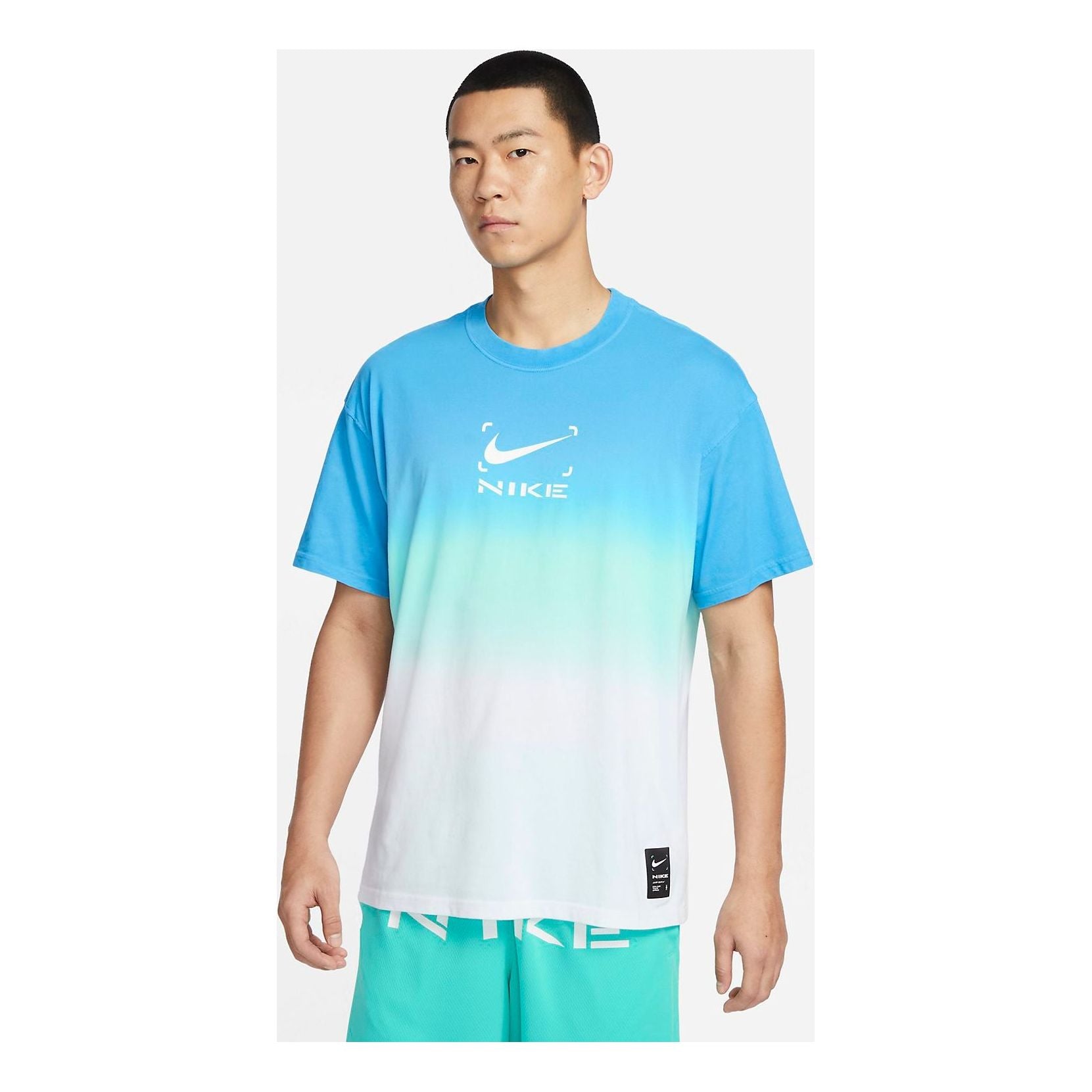Nike Just Do It DRI-FIT Gradient Rendering T-Shirt 'Blue Green White' FN0320-134