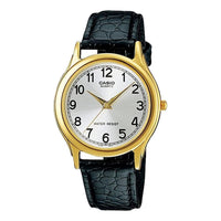 CASIO Watch Leather Black Strap Gold Color Watch MTP-1093Q-7B1