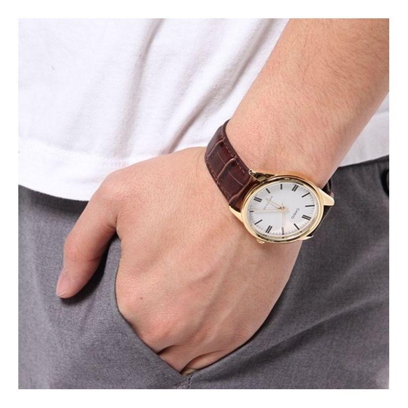 Men's CASIO STANDARD Retro Series Watch White MTP-V005GL-7A White Dial Mens White Analog MTP-V005GL-7A2021