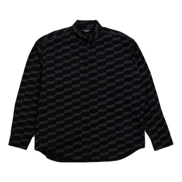 Balenciaga BB Monogram Button-Up Long Sleeve Shirt 'Black' 662983TML361269