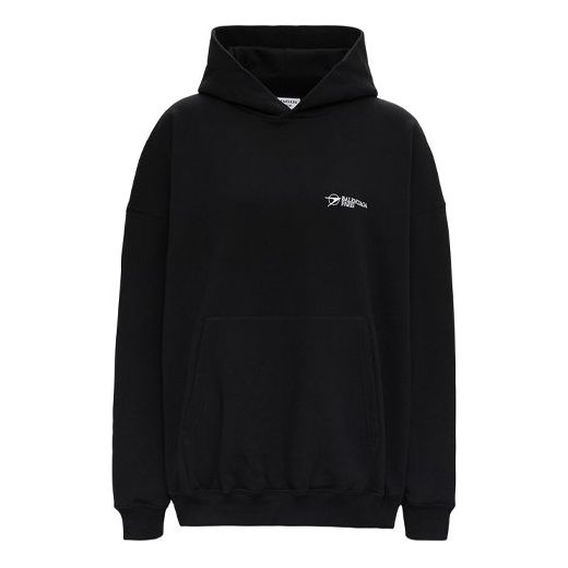 (WMNS) Balenciaga SS21 Logo otton Hoodie 'Black' 620947TKV871070