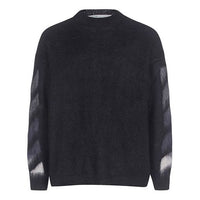 Men's Off-White Fleece Round Neck Knit Black OMHA036R20B020231088