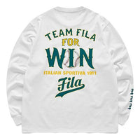 Men's FILA FUSION Back Alphabet Printing Loose Round Neck Long Sleeves White T11M122201F-WT